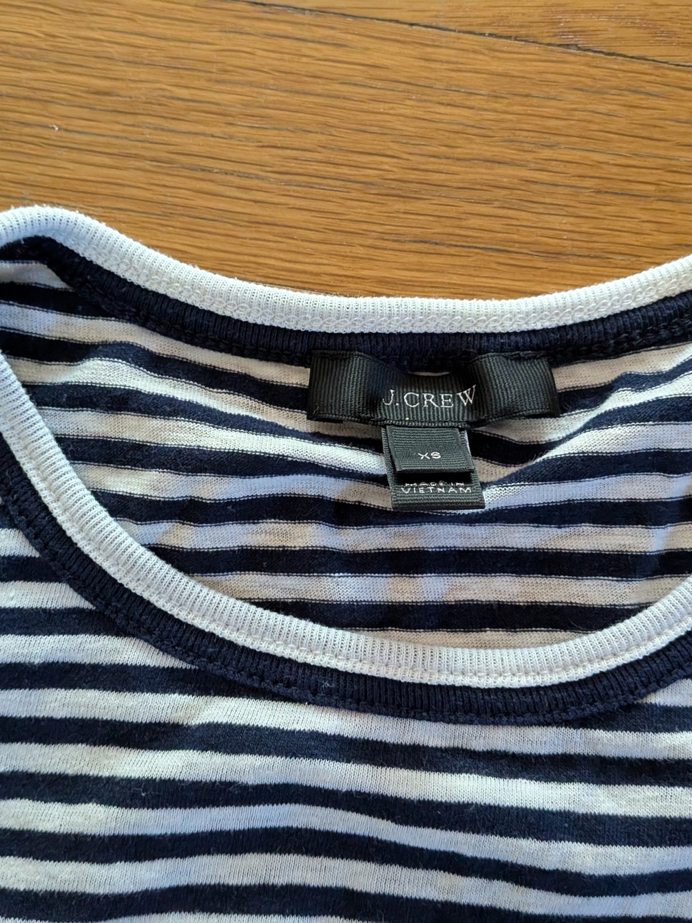 J. Crew Navy and White Striped Crewneck Tee - Picture 2 of 4